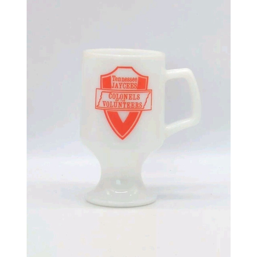 Vintage Tennessee Jaycees Colonels of the Volunteers White Glass Mug / Cup